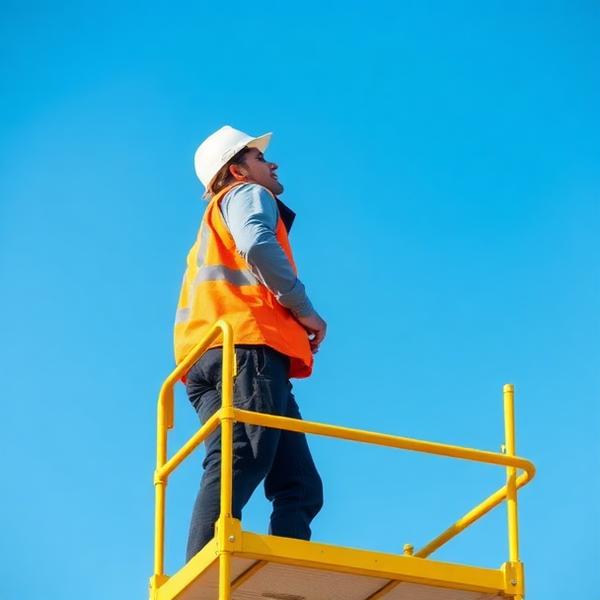 Worker on yellow scaffolding